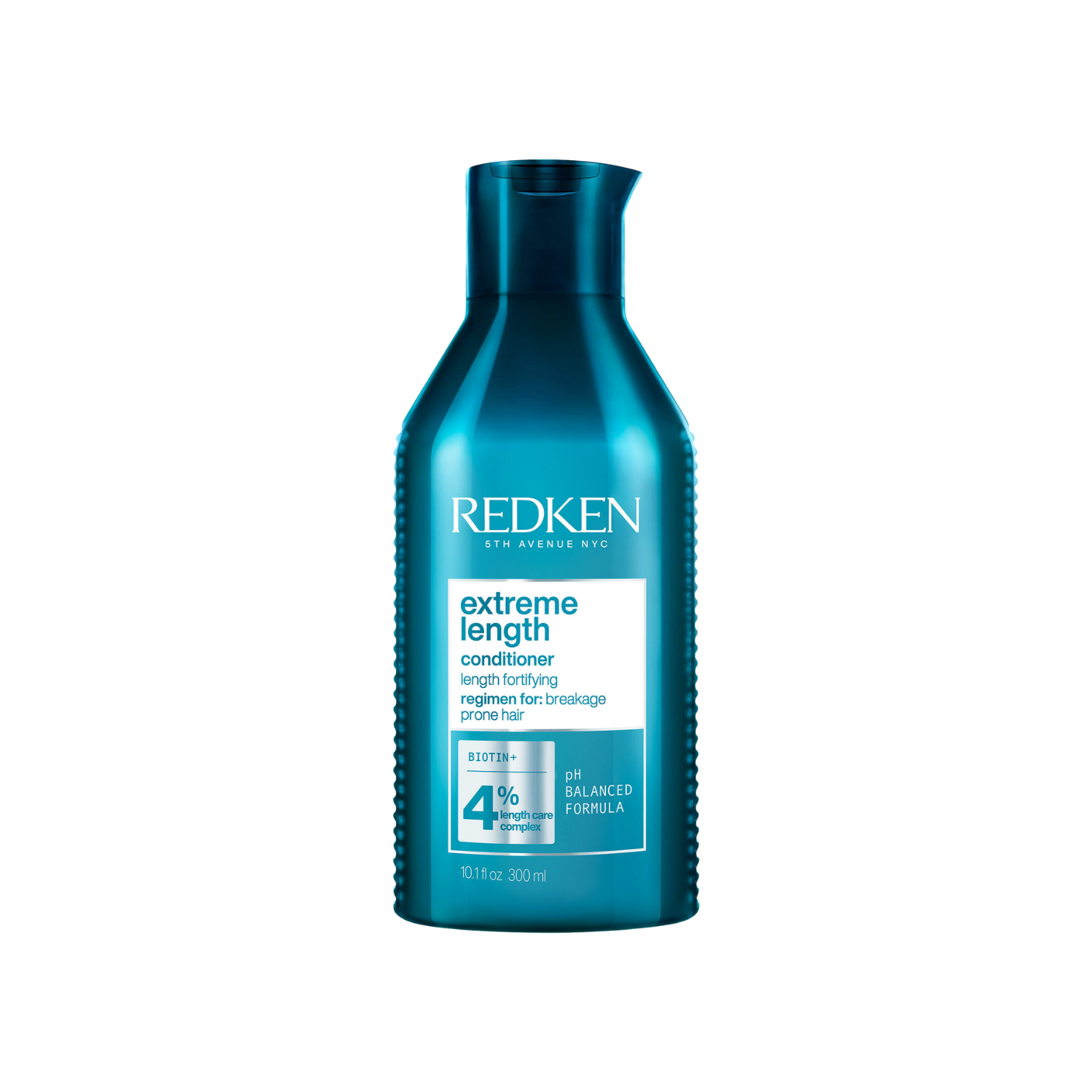 Flacon de Redken Extreme Length Conditioner, format revitalisant fortifiant enrichi en biotine et huile de ricin pour cheveux longs