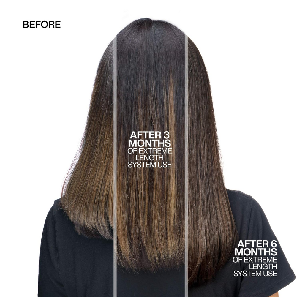 Flacon de Redken Extreme Length Conditioner, format revitalisant fortifiant enrichi en biotine et huile de ricin pour cheveux longs