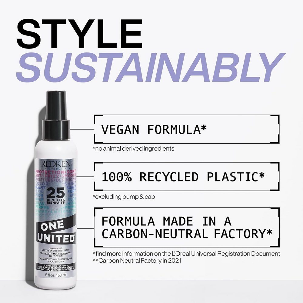 Spray Redken One United 400 ml, soin sans rinçage multi‑bénéfices pour tous types de cheveux