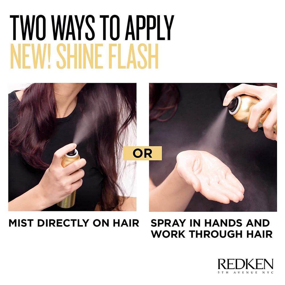 Aérosol Redken Shine Flash, spray de brillance miroir avec vitamine B5 et huile de caméline pour cheveux brillants et lissés