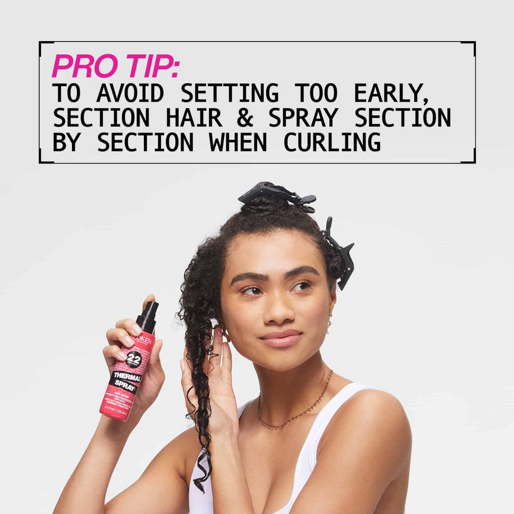 Spray thermoprotecteur Redken Thermal Spray High Hold, tenue forte pour coiffages avec protection jusqu’à 230 °C.