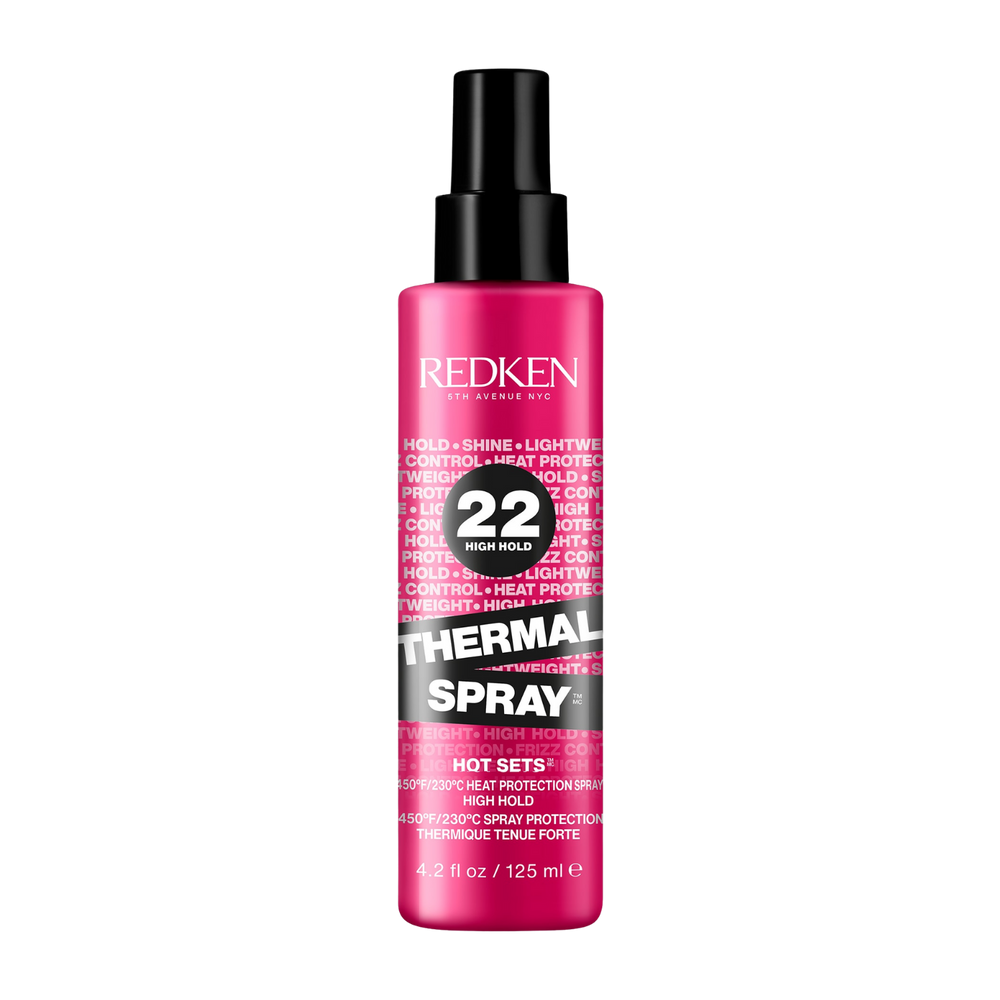 Spray thermoprotecteur Redken Thermal Spray High Hold, tenue forte pour coiffages avec protection jusqu’à 230 °C.