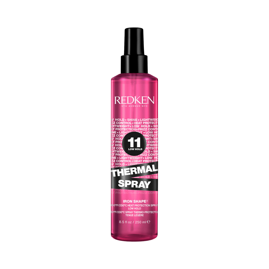 Spray Thermoprotecteur Redken Thermal Spray Low Hold, protection légère jusqu’à 230 °C pour cheveux brillants et anti-frisottis.