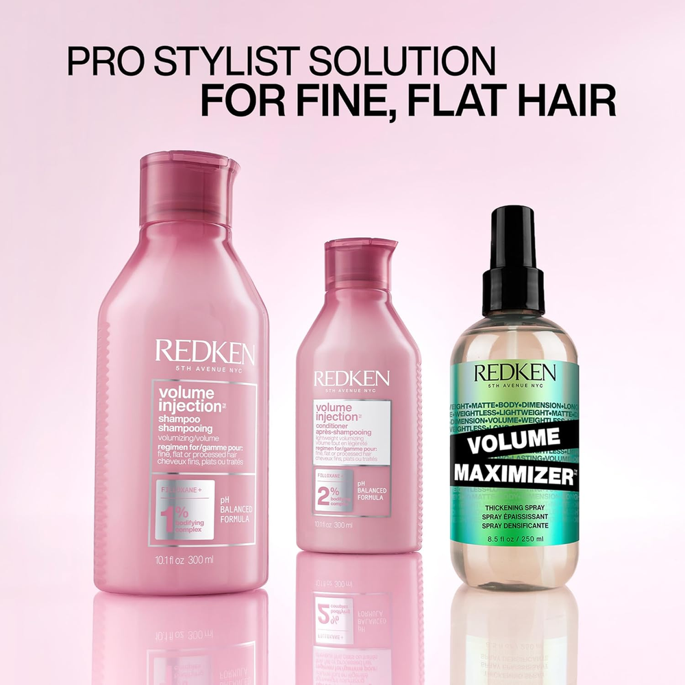 Tube de Redken Volume Injection Conditioner, après‑shampooing volumisant léger pour cheveux fins