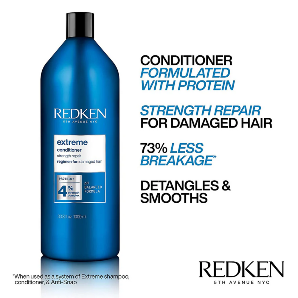 Flacon du Revitalisant Fortifiant Extreme de Redken pour cheveux abîmés
