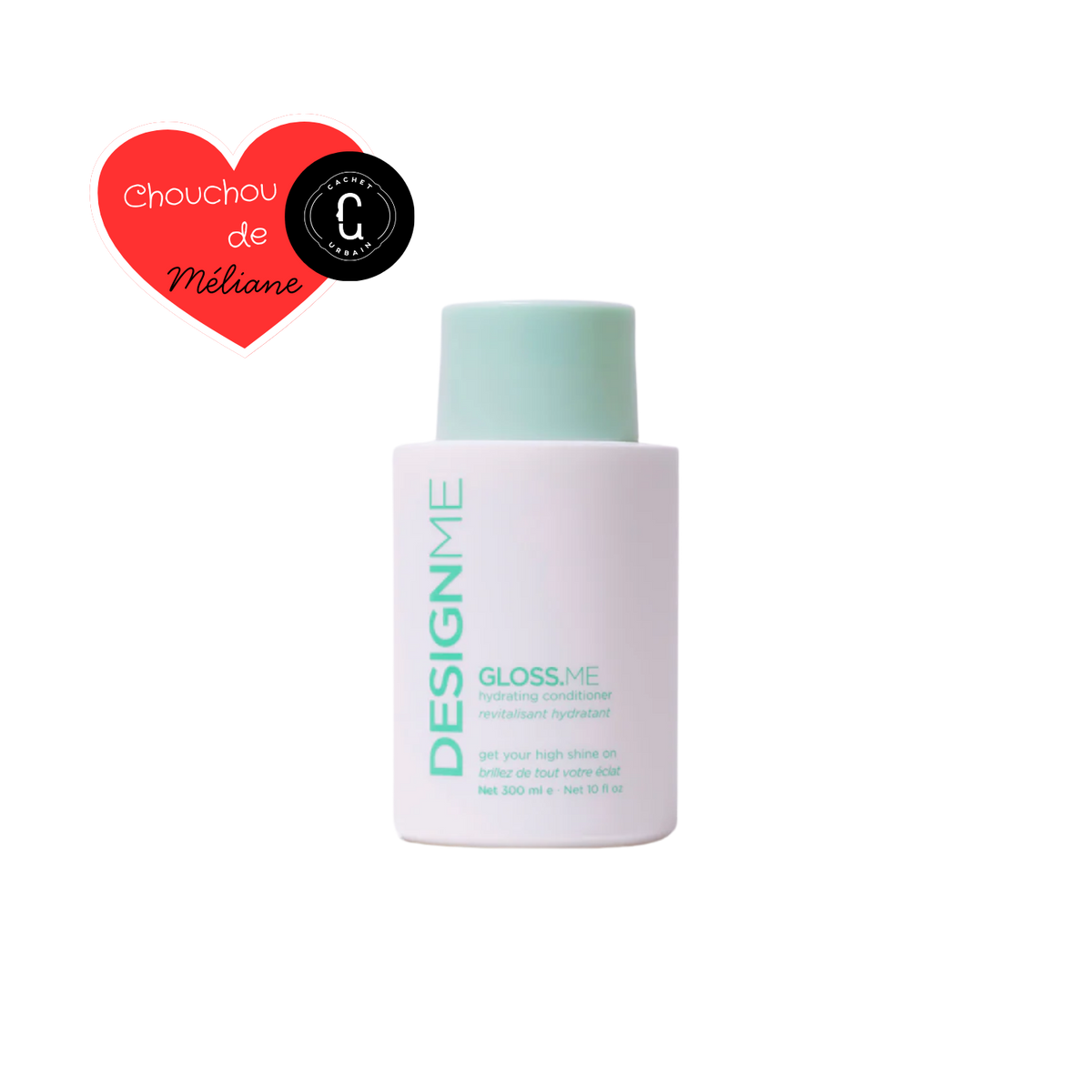 Flacon de revitalisant hydratant GLOSS.ME, texture légère crème pour cheveux doux, brillants et hydratés