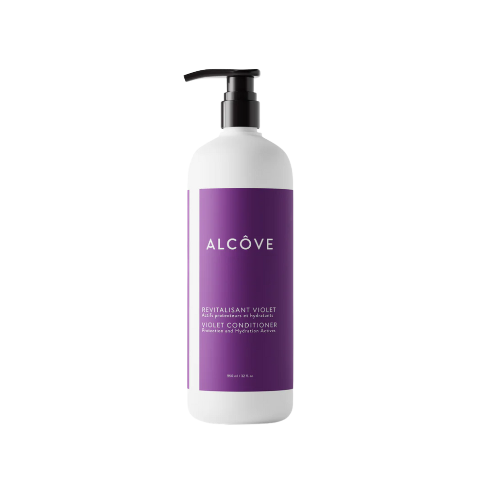 “Flacon de Revitalisant Violet Alcôve – soin anti-jaunissement pour cheveux blonds”