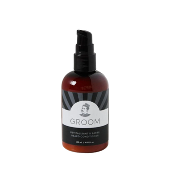 Flacon de 120 ml du Revitalisant à Barbe Groom – crème légère sans rinçage pour adoucir et discipliner la barbe, parfum sapin‑lavande

