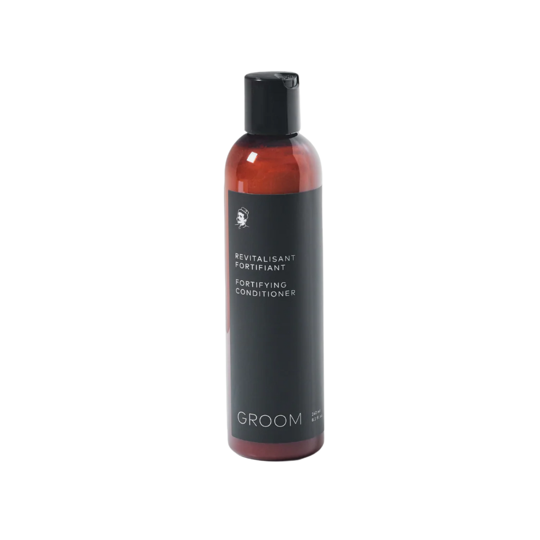 Flacon de 120 ml du Revitalisant Fortifiant Groom – soin capillaire naturel aux extraits de riz, chanvre et jojoba, parfum agrumes-herbes

