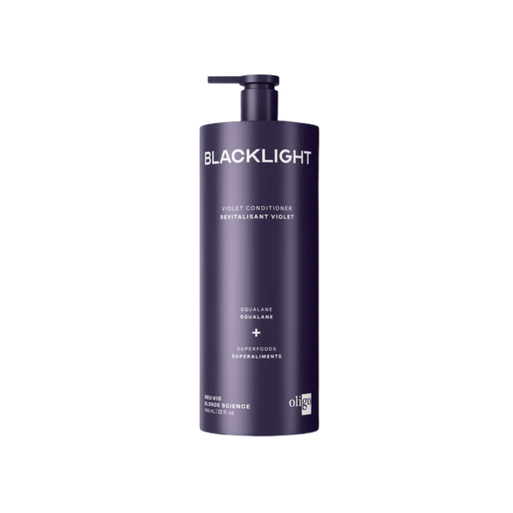 Revitalisant violet Blacklight Oligo anti-jaune cheveux blonds brillants sans reflets cuivrés