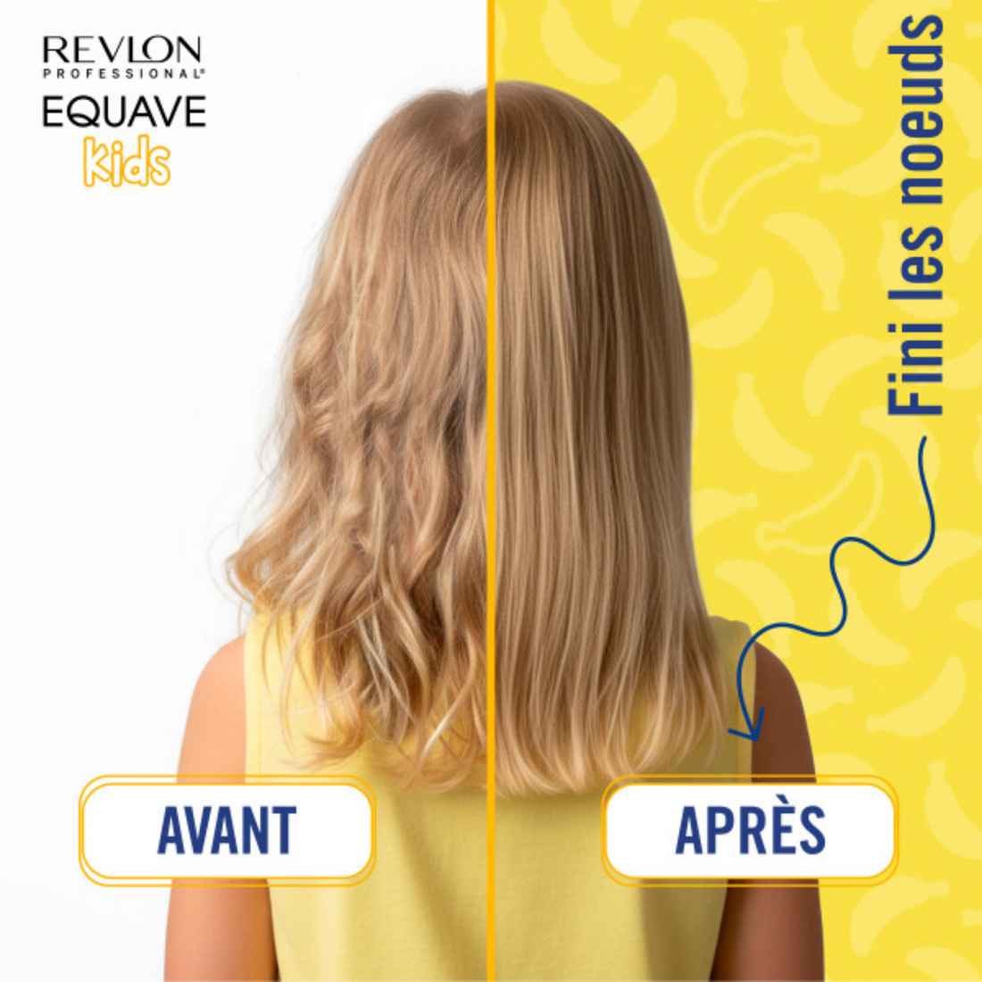 Spray démêlant Revlon Professional Equave Kids Minions 200ml pour enfants avec formule sans rinçage et parfum banane.
