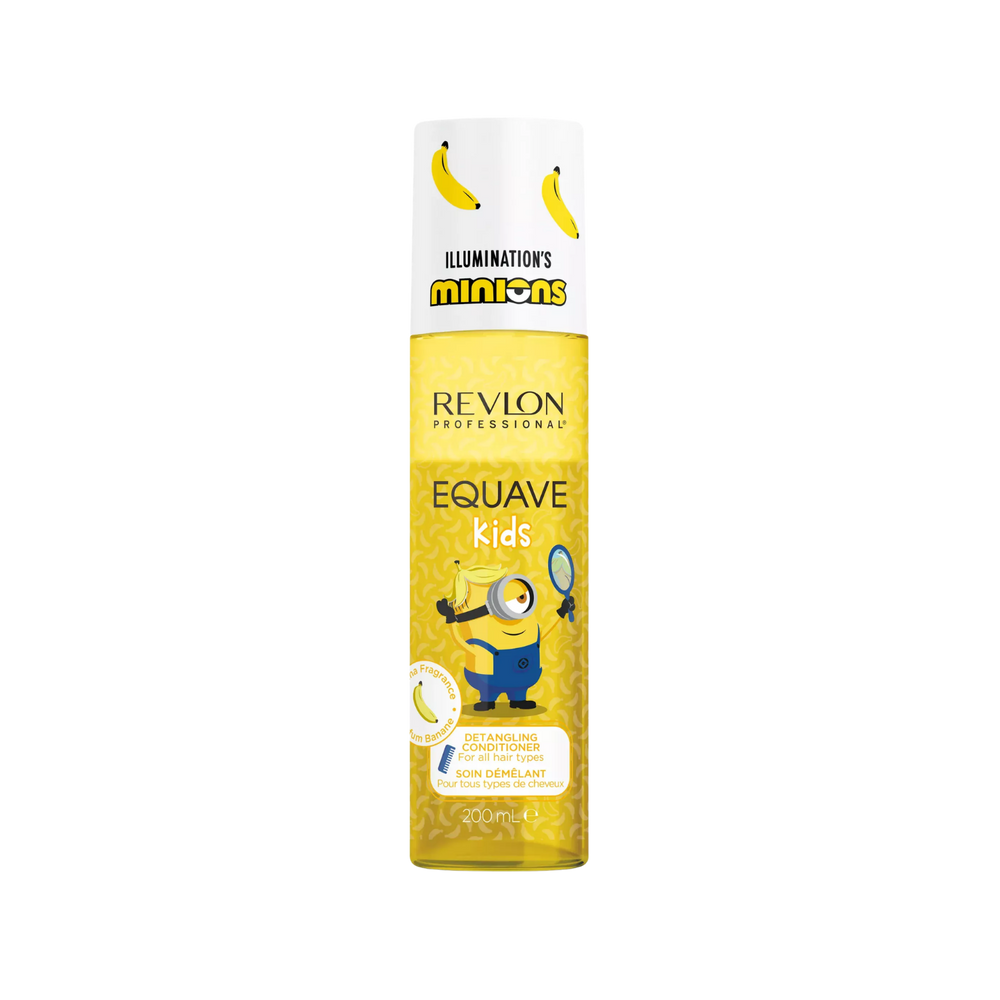 Spray démêlant Revlon Professional Equave Kids Minions 200ml pour enfants avec formule sans rinçage et parfum banane.
