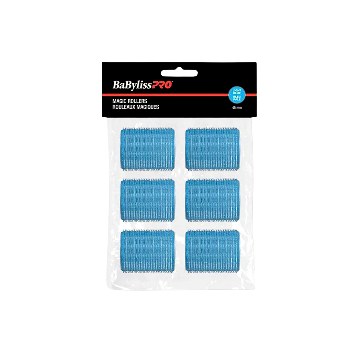 « Rouleaux magiques BaByliss PRO 45 mm velcro bleus clair – lot 6 »