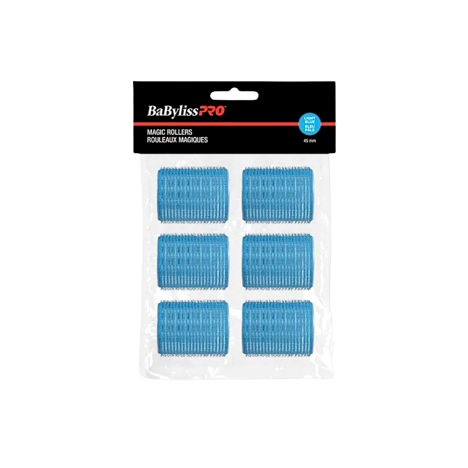 « Rouleaux magiques BaByliss PRO 45 mm velcro bleus clair – lot 6 »
