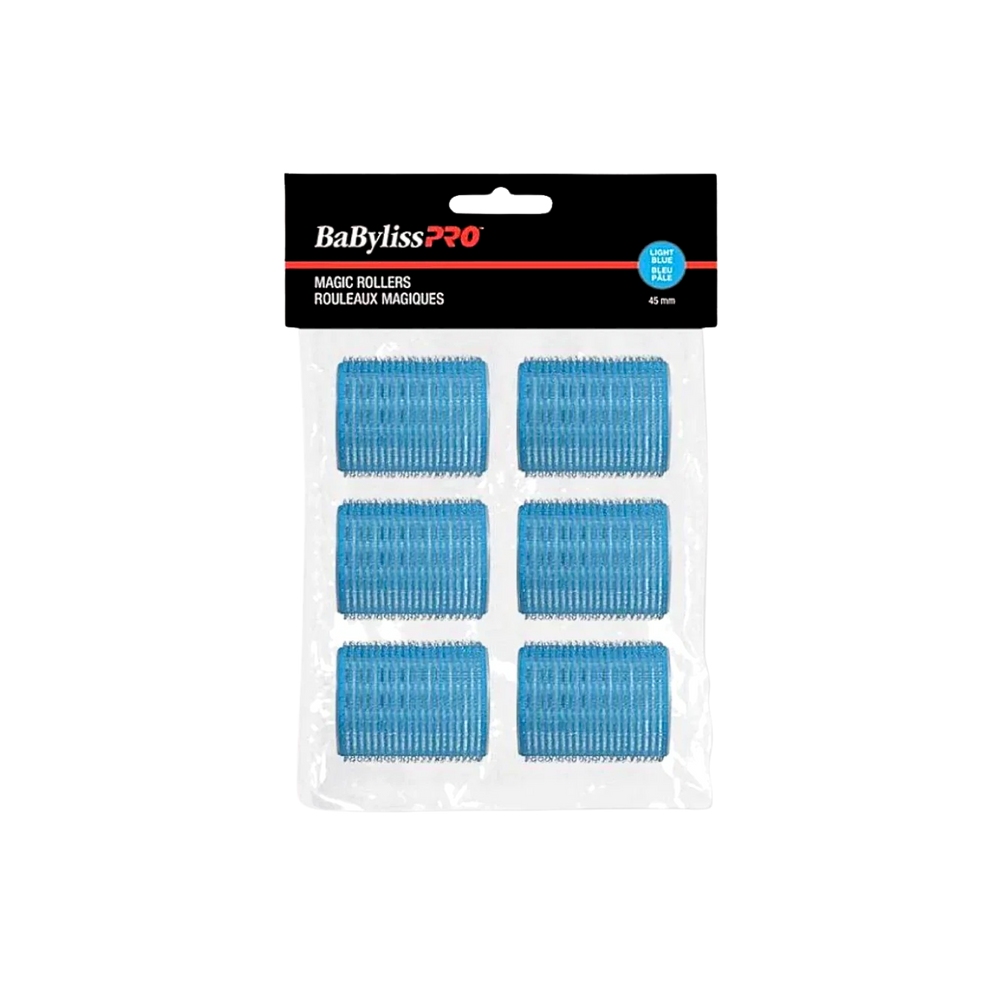 « Rouleaux magiques BaByliss PRO 45 mm velcro bleus clair – lot 6 »