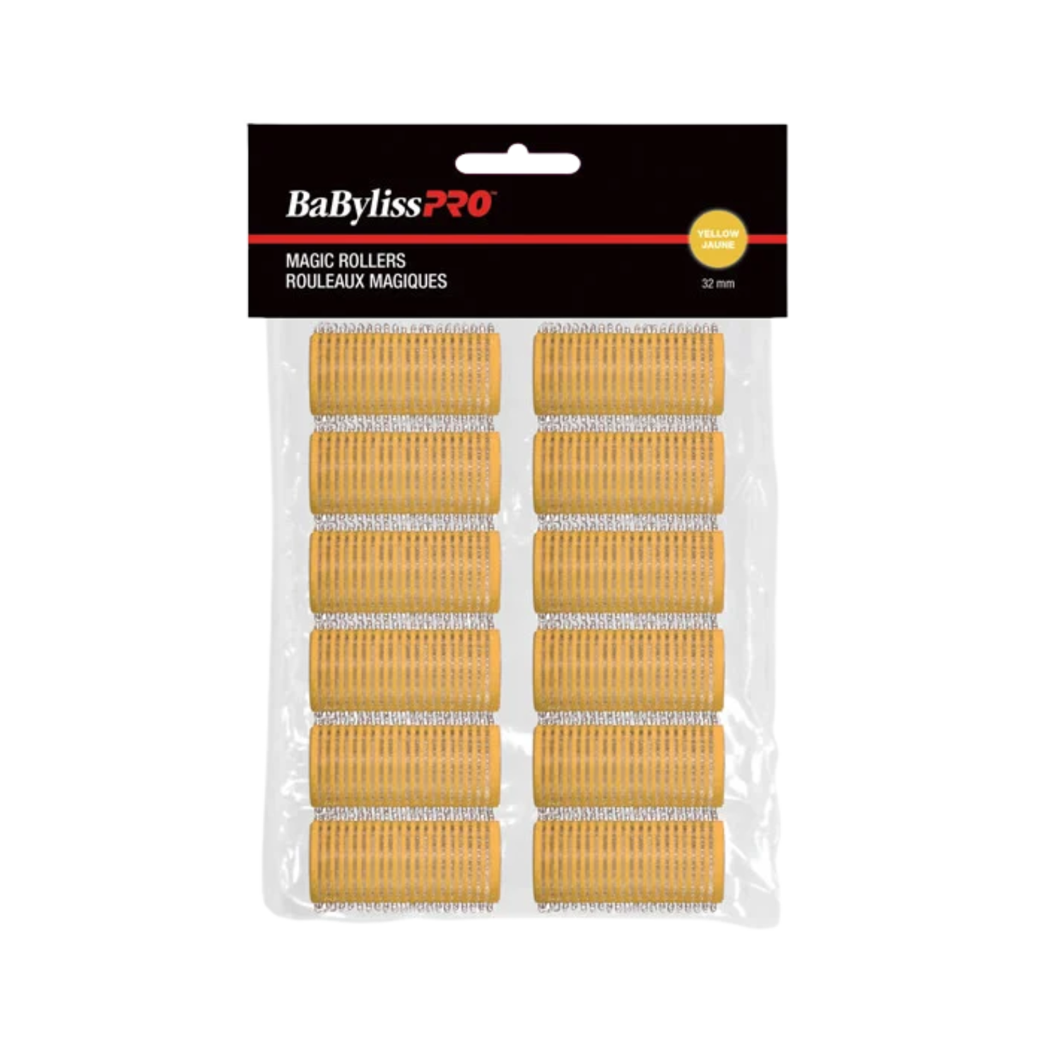 « Rouleaux magiques auto-fixants BaBylissPRO jaunes 32 mm pour volume et boucles naturelles »