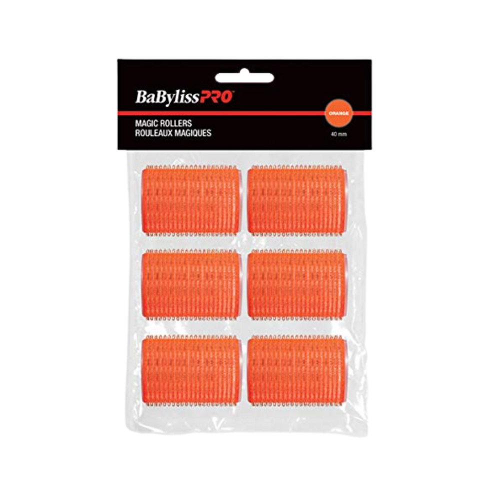 « Rouleaux magiques auto-fixants BaBylissPRO orange 40 mm pour boucles souples et volume naturel »