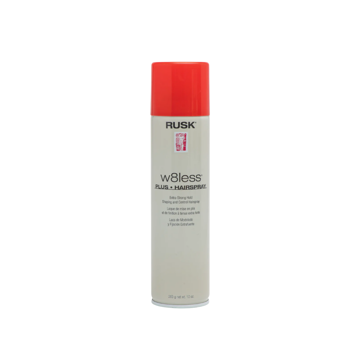 Spray capillaire Rusk W8less Plus Extra Strong tenue professionnelle pour coiffure longue durée