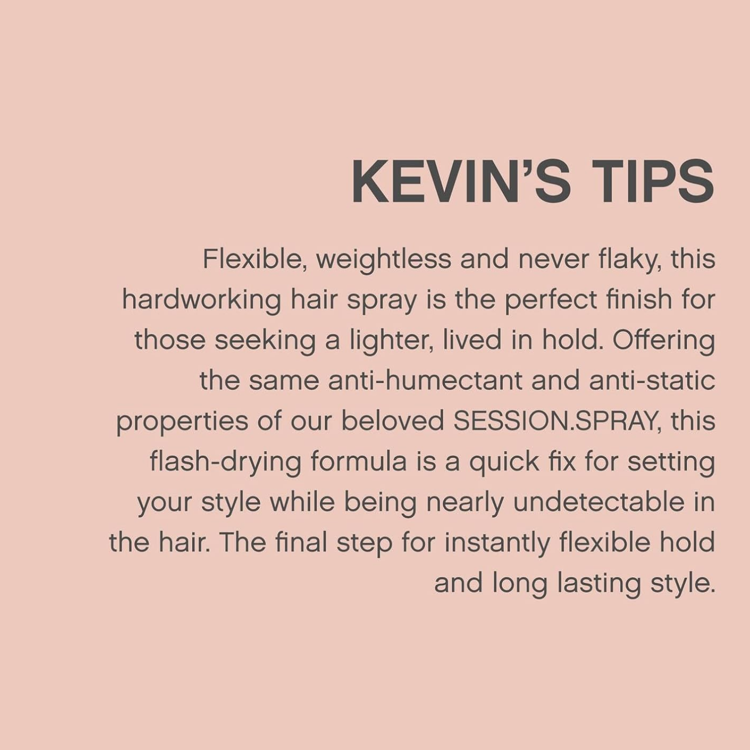 Flacon SESSION.SPRAY FLEX Kevin Murphy – laque finition flexible sur fond neutre