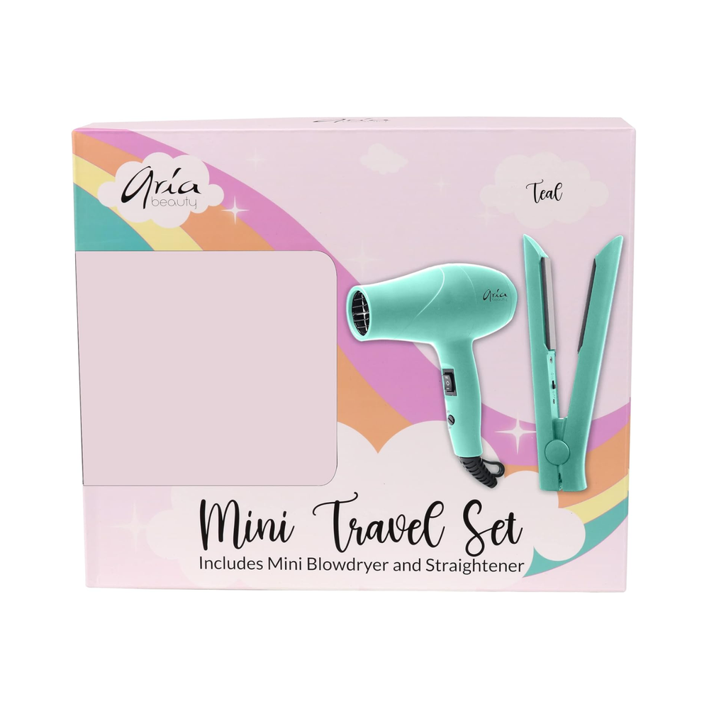 Sèche-cheveux couleur sarcelle avec embouts concentrateur et diffuseur – outil coiffure performant.