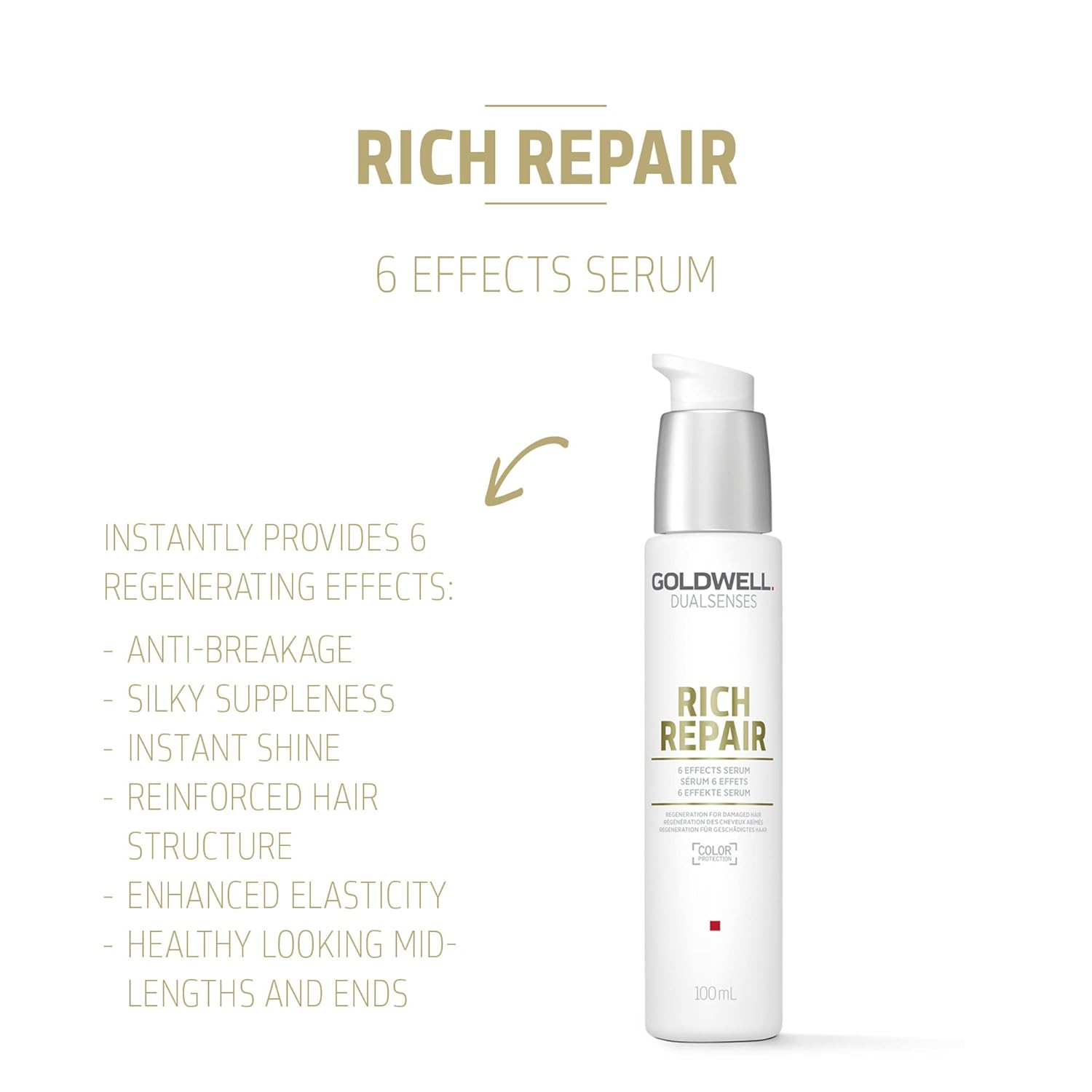 Sérum 6 Effets Goldwell Dualsenses Rich Repair 100 ml – Soin réparateur pour cheveux secs