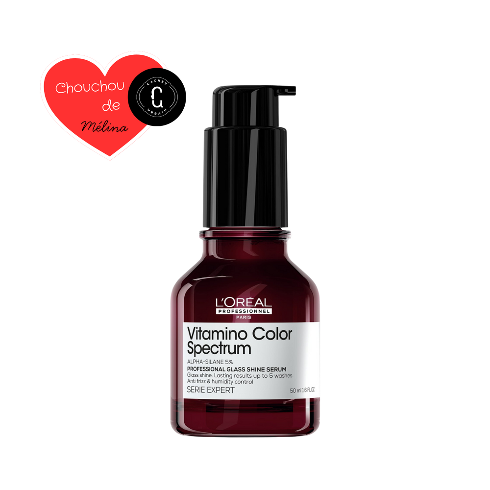 Flacon de sérum Glass Shine Vitamino Color Spectrum L’Oréal Professionnel 50 ml, effet miroir pour cheveux colorés