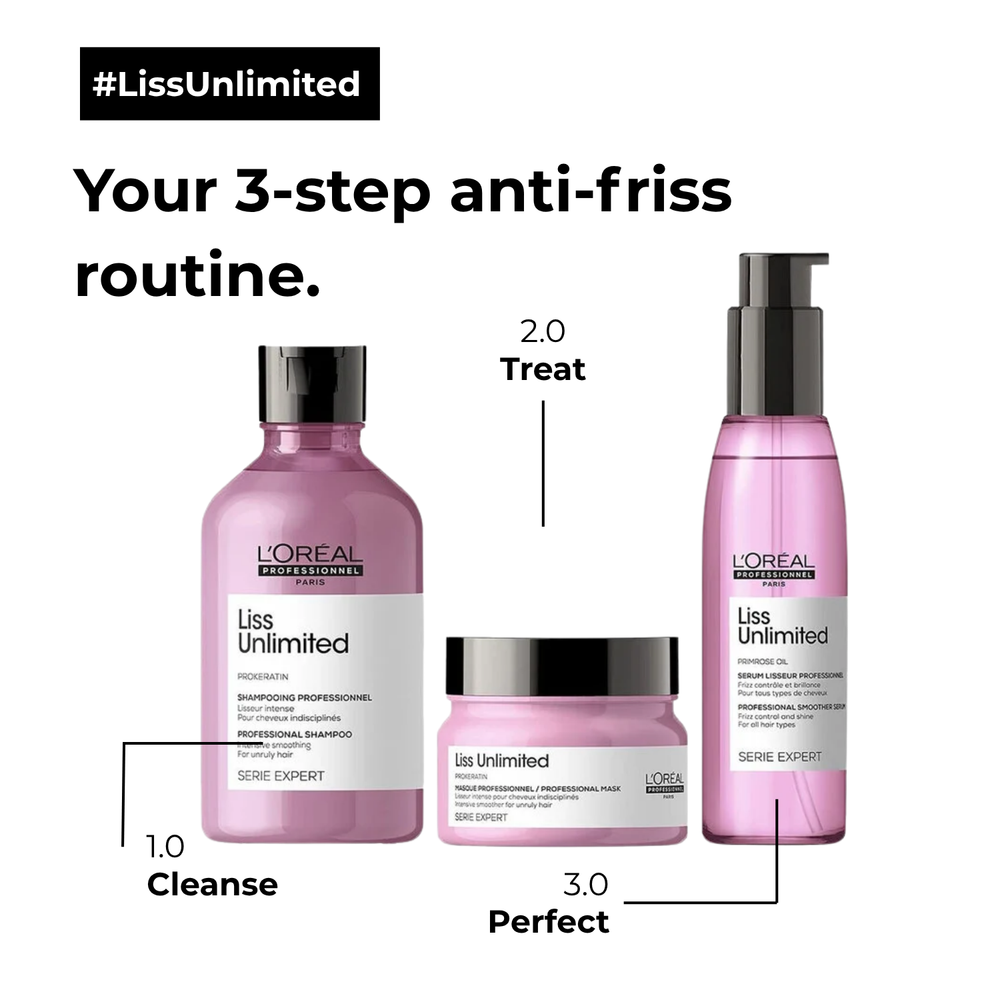 Sérum Liss Unlimited L’Oréal Professionnel anti-frisottis cheveux lisses brillants bouteille 125ml