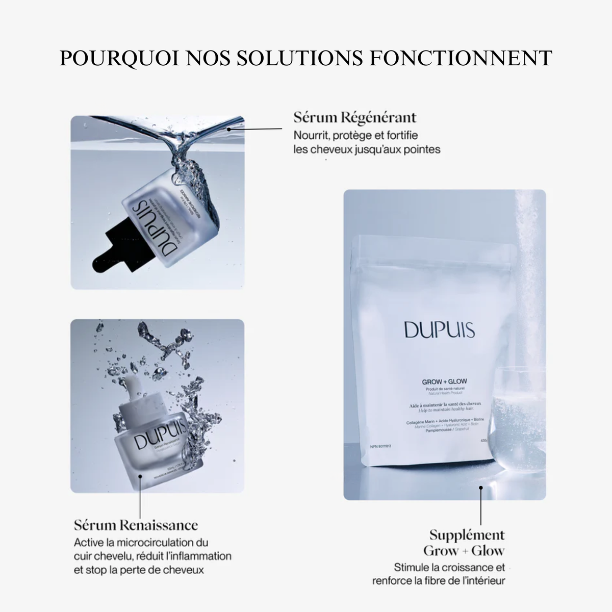 Sérum Renaissance Dupuis pour cuir chevelu, croissance et densité des cheveux