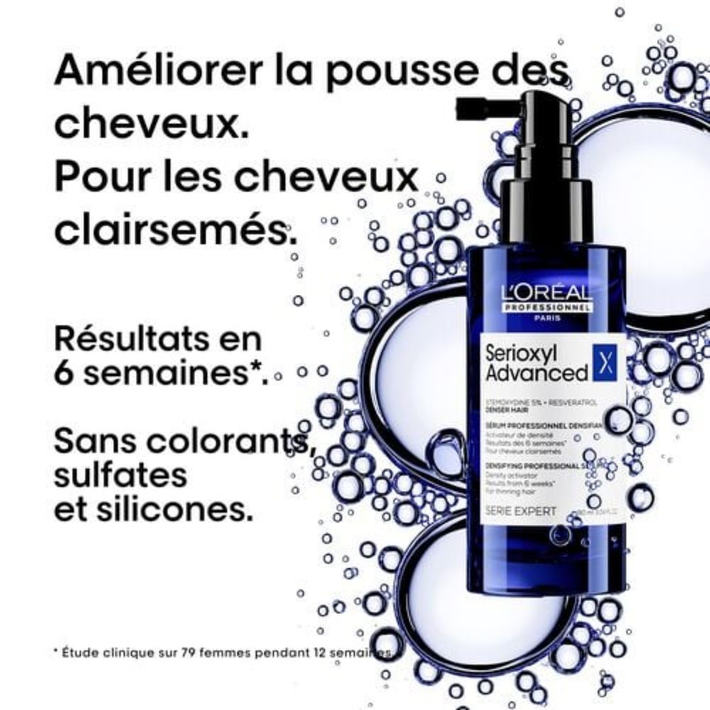 Sérum densifiant Serioxyl Advanced L’Oréal Professionnel pour augmenter la densité des cheveux.