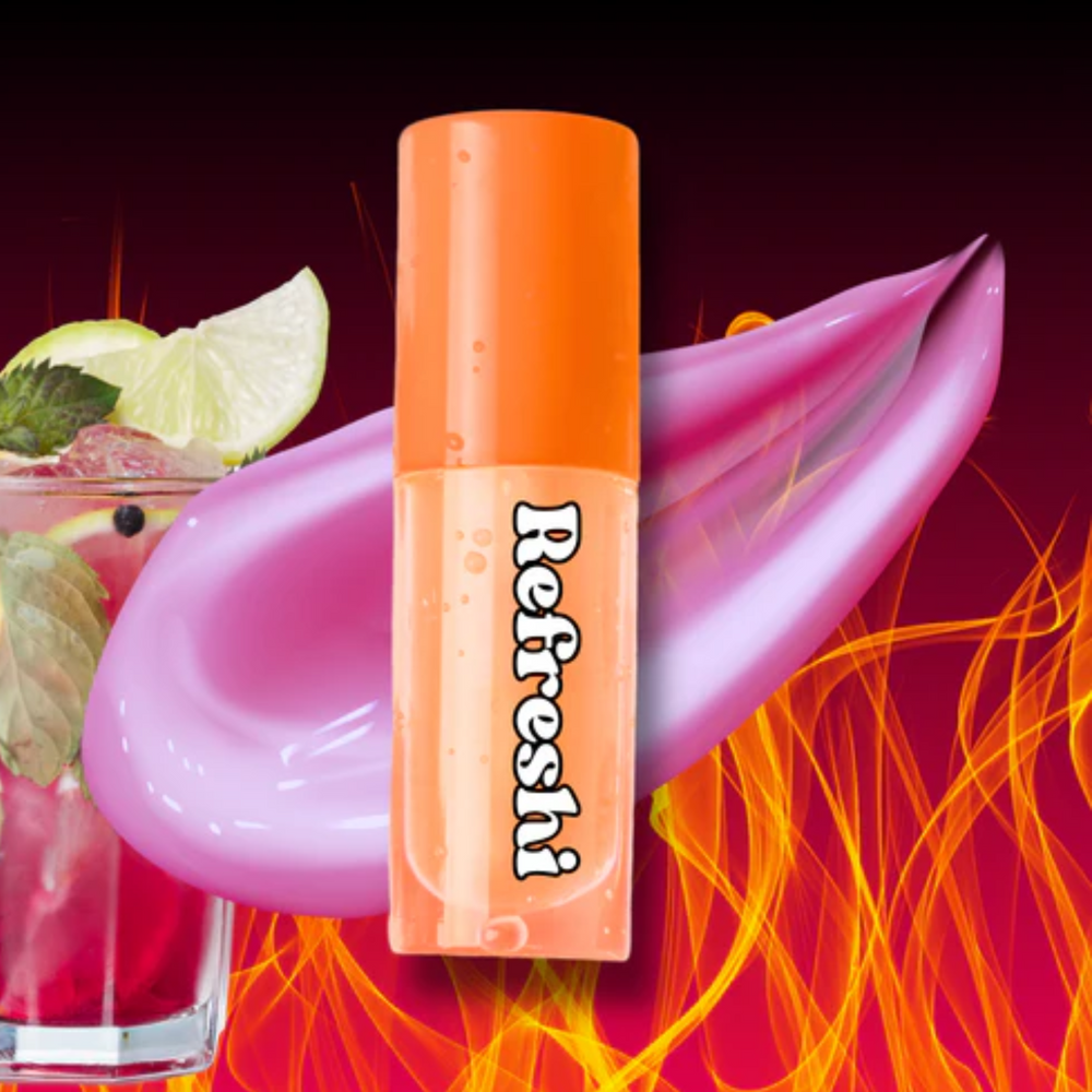 Huile à lèvres Savage Color Changing, flacon 5 ml avec bulles visibles, fini brillant, couleur rose variable selon le pH, parfum mojito

