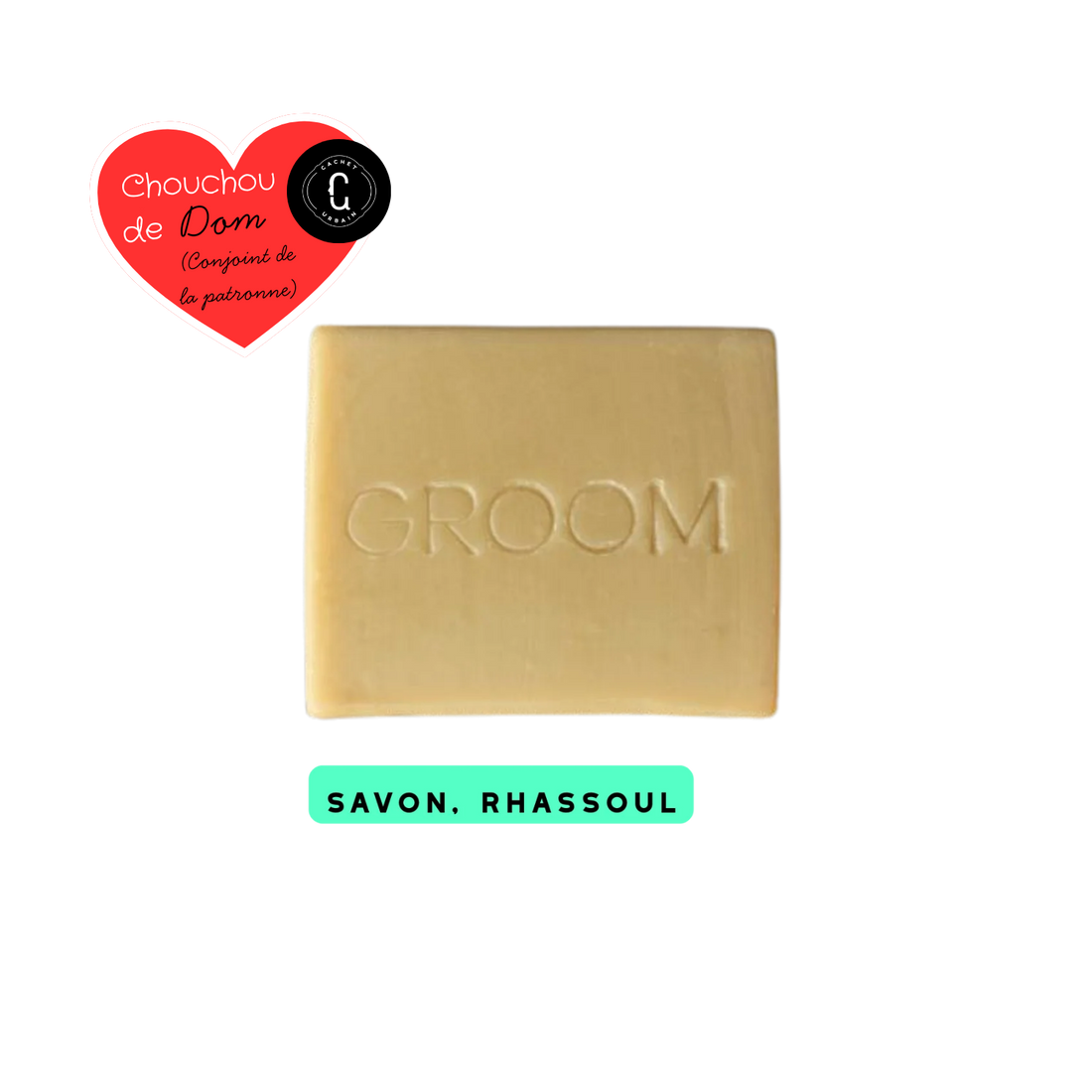 Savon Groom au rhassoul – barre de savon beige, parfum cèdre et santal, enrichi en argile et beurre de karité