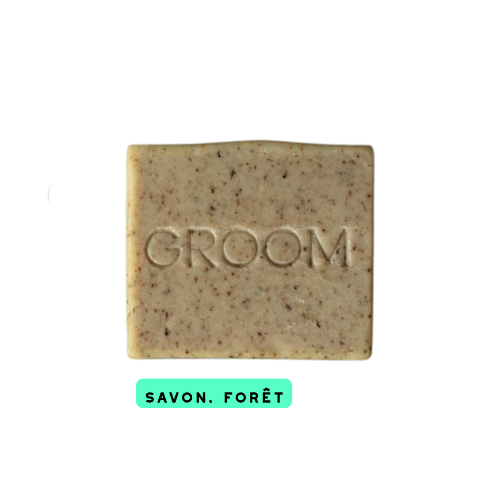 Savon solide Groom 145 g – saponifié à froid, naturel, argile rhassoul ou parfum boisé

