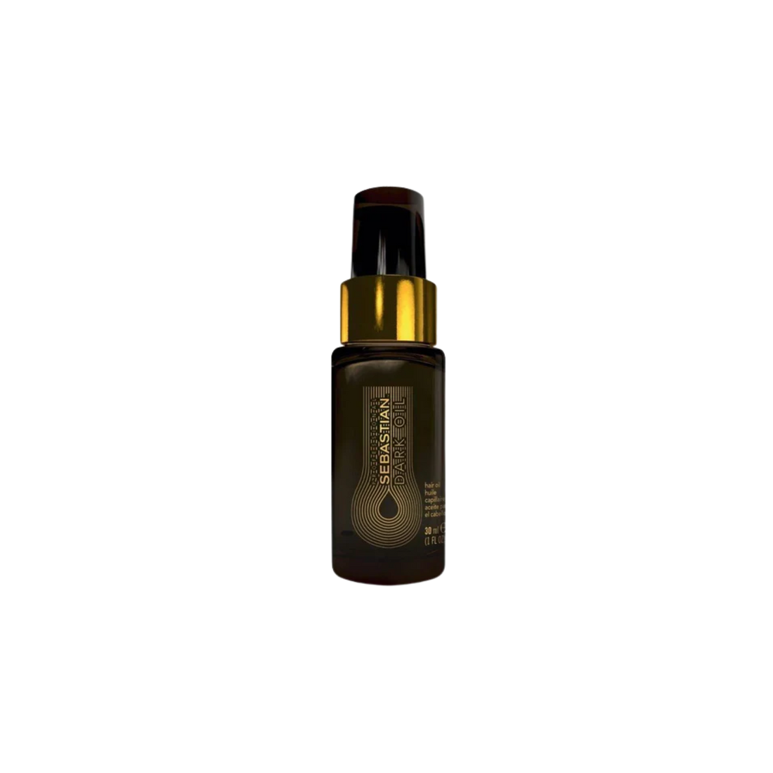 Flacon de 30 ml de Sebastian Dark Oil, huile de coiffage légère enrichie en huiles essentielles.

