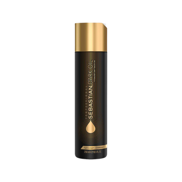 Flacon de 250 ml de Sebastian Dark Oil Lightweight Conditioner, infusé d’huiles légères pour cheveux doux et brillants.