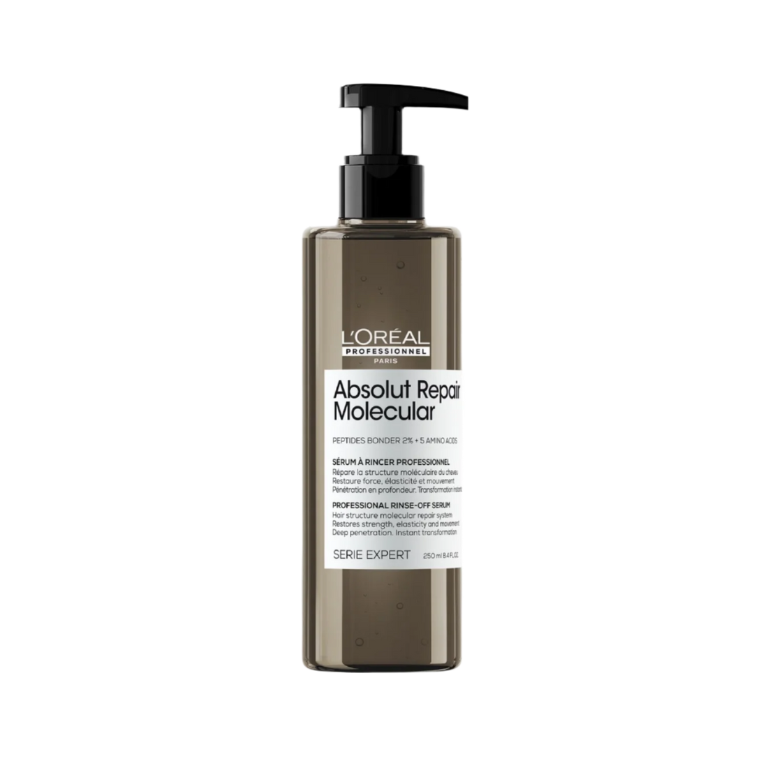 Flacon du Sérum Réparateur Absolut Repair Molecular de L'Oréal Professionnel, soin capillaire réparateur pour cheveux abîmés.
