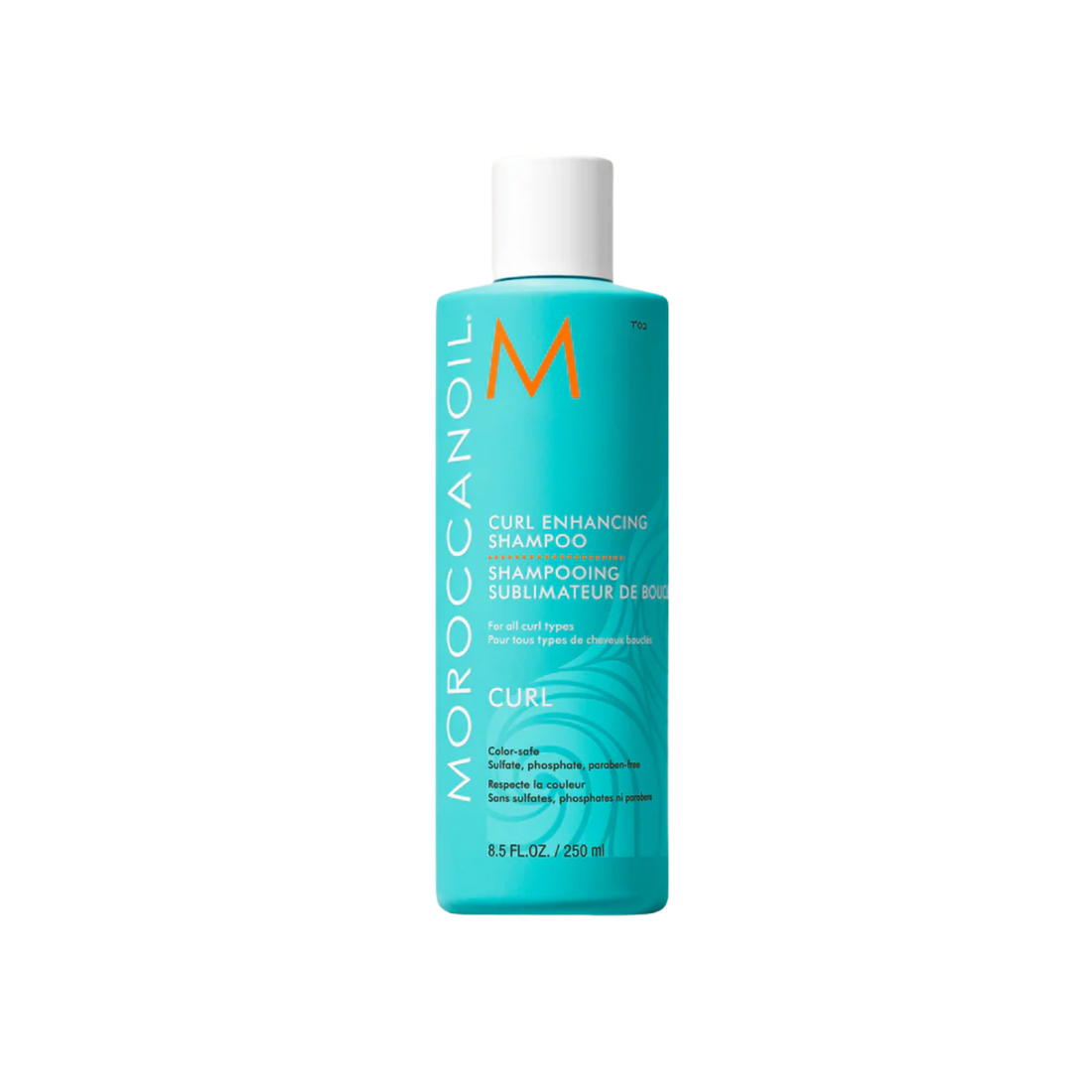 Flacon du Shampoing Curl Enhancing Moroccanoil, conçu pour sublimer et définir les boucles tout en lissant les frisottis

