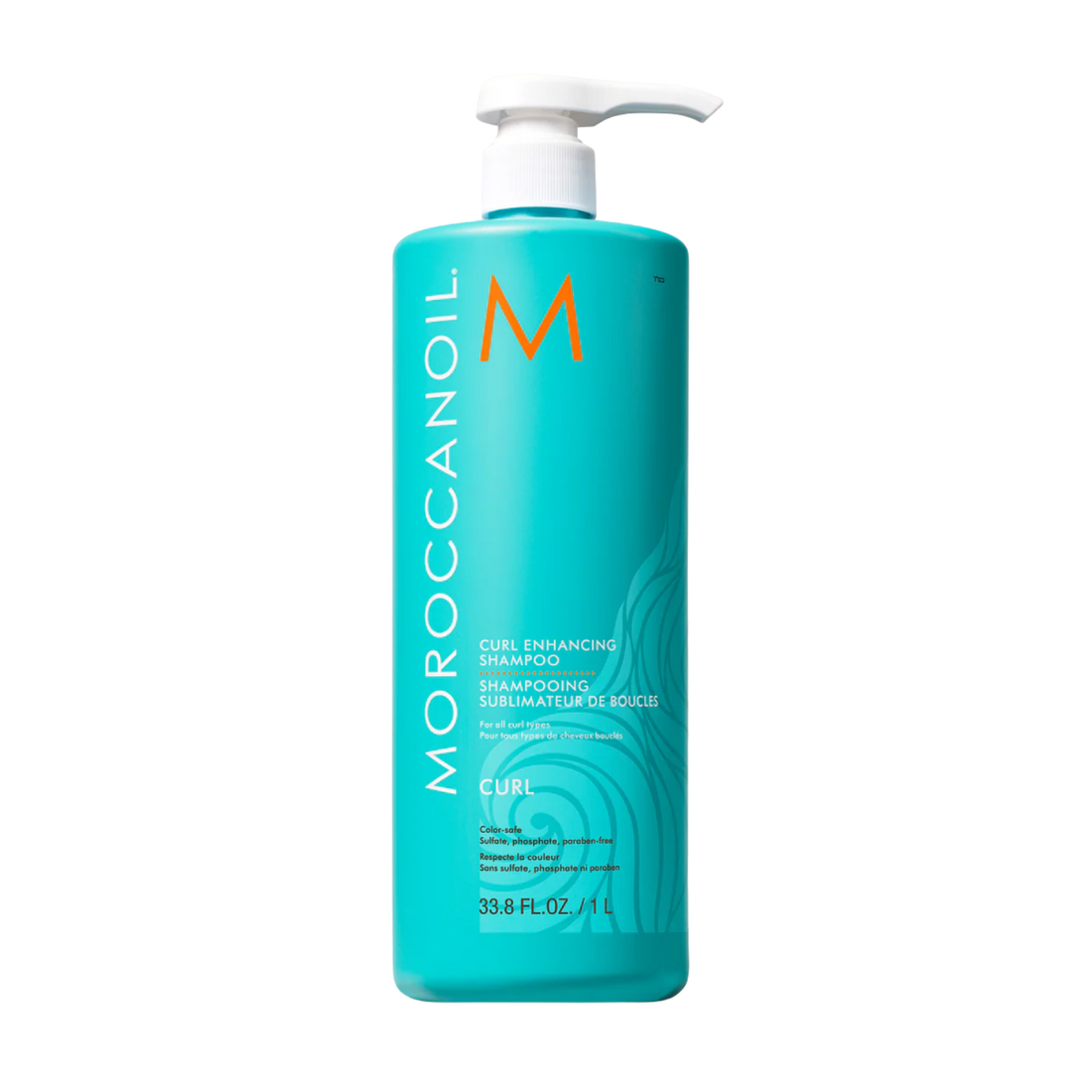 Flacon du Shampoing Curl Enhancing Moroccanoil, conçu pour sublimer et définir les boucles tout en lissant les frisottis

