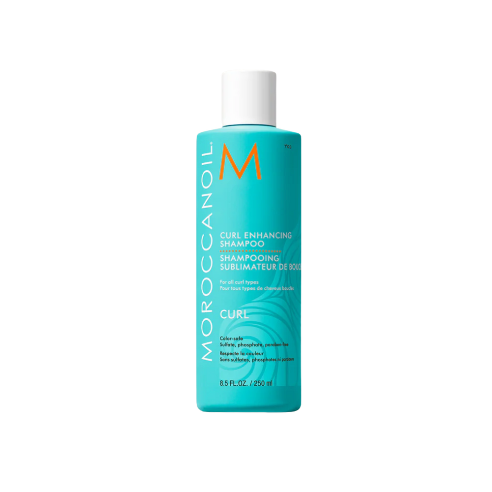 Flacon du Shampoing Curl Enhancing Moroccanoil, conçu pour sublimer et définir les boucles tout en lissant les frisottis

