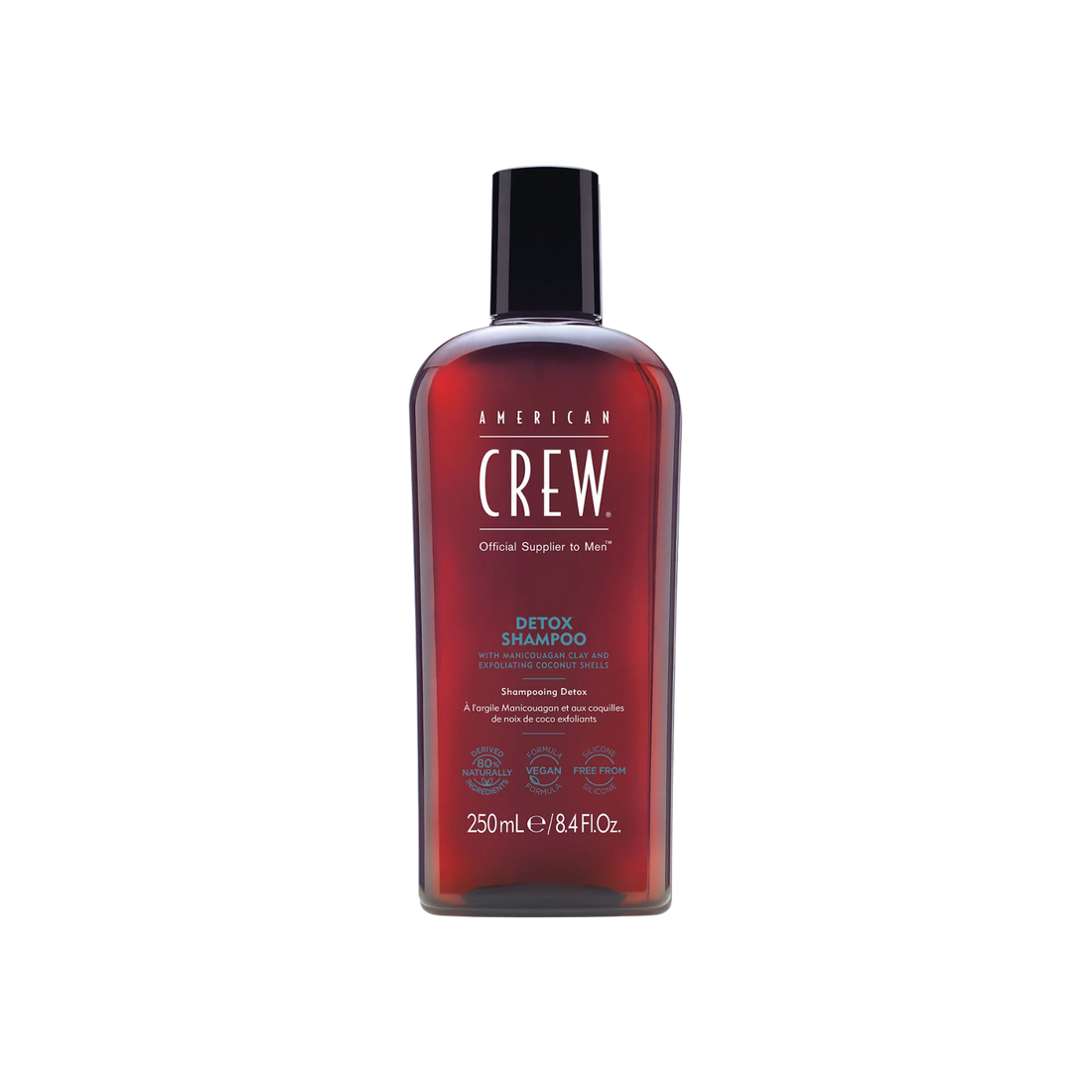 Bouteille de Detox Shampoo American Crew pour nettoyage profond du cuir chevelu