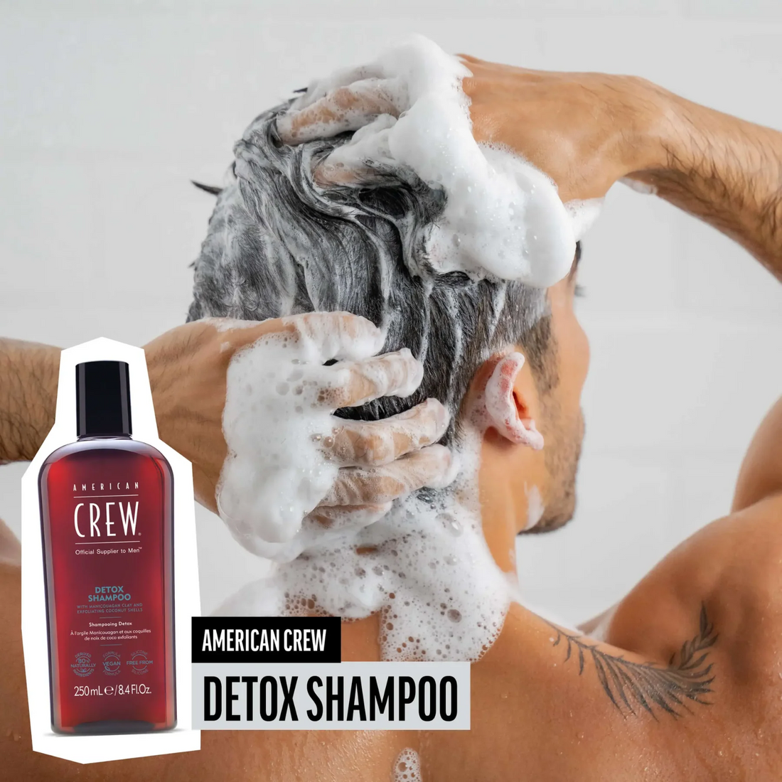 Bouteille de Detox Shampoo American Crew pour nettoyage profond du cuir chevelu