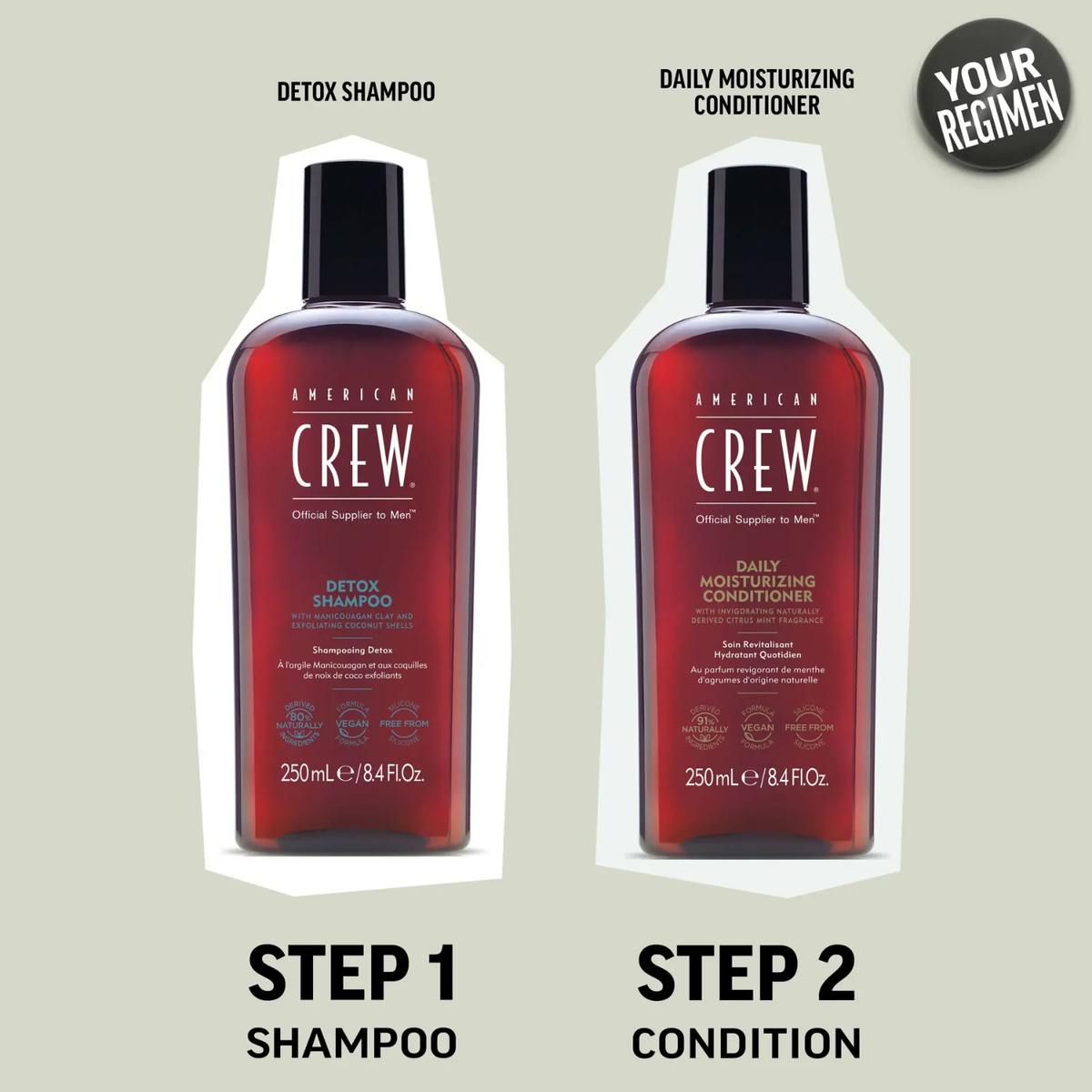 Bouteille de Detox Shampoo American Crew pour nettoyage profond du cuir chevelu