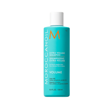 Flacon du Shampoing Extra Volume Moroccanoil, spécialement formulé pour gonfler et donner du volume aux cheveux fins sans effet lourd

