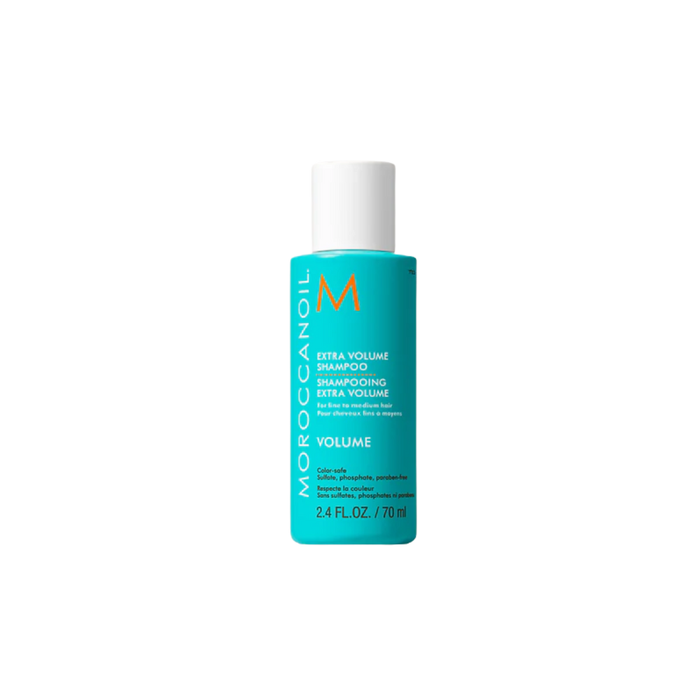 Flacon du Shampoing Extra Volume Moroccanoil, spécialement formulé pour gonfler et donner du volume aux cheveux fins sans effet lourd

