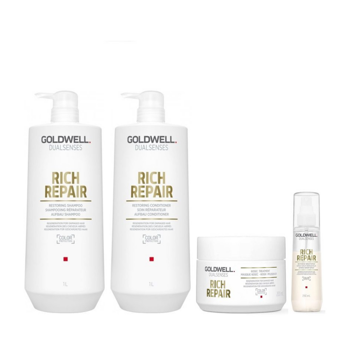 Flacon de 1000 ml du shampoing Goldwell Dualsenses Rich Repair pour cheveux secs et abîmés