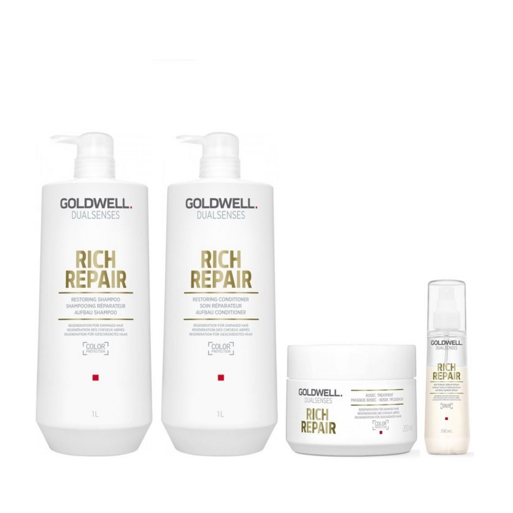 Flacon de 1000 ml du shampoing Goldwell Dualsenses Rich Repair pour cheveux secs et abîmés