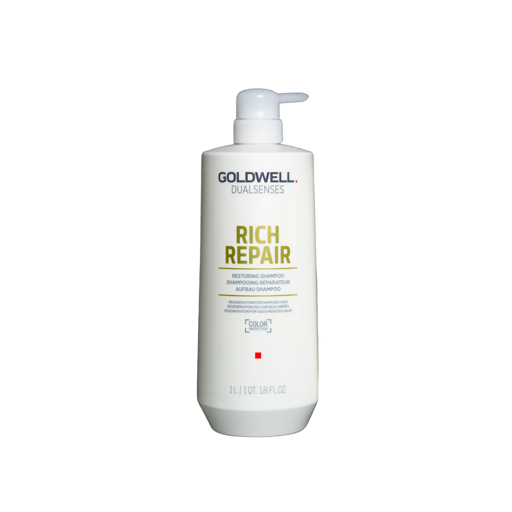 Flacon de 1000 ml du shampoing Goldwell Dualsenses Rich Repair pour cheveux secs et abîmés