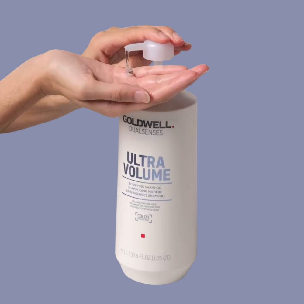 Flacon de 1000 ml du shampoing Goldwell Dualsenses Ultra Volume pour tous types de cheveux