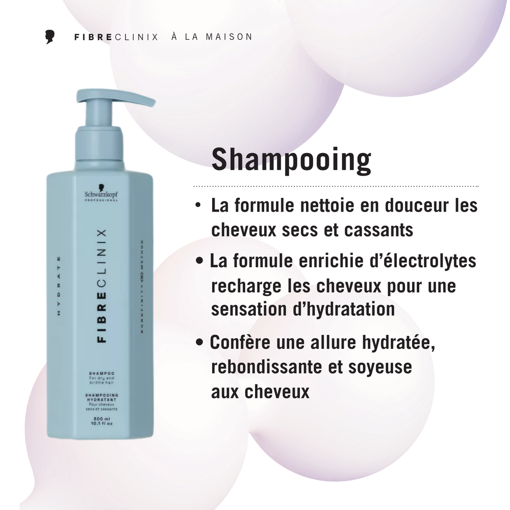 Shampoing Schwarzkopf Professional Fibre Clinix Hydrate – hydratation cheveux secs.
