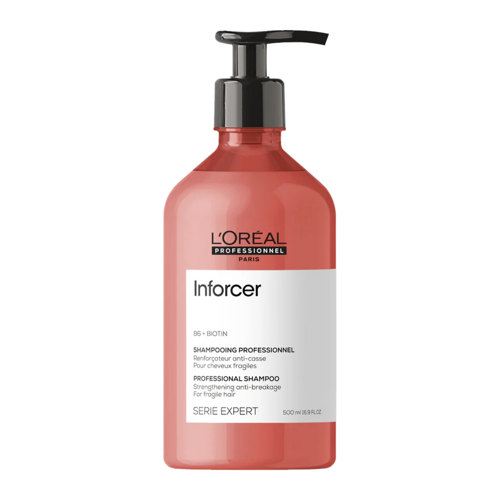 Flacon du Shampoing Inforcer Anti-Casse 500 ml de L'Oréal Professionnel, soin capillaire pour cheveux fragiles.
