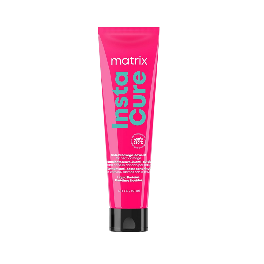 “Flacon de shampoing Instacure Anti‑Breakage Matrix — flacon blanc avec étiquette noire et verte”